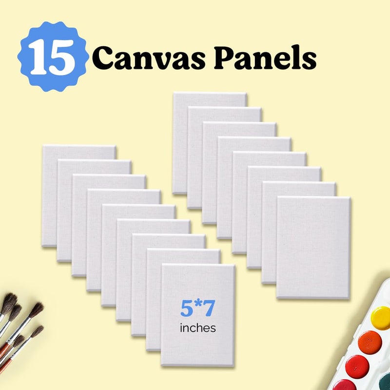 Chalkola Paint Canvas Panels 5x7 inch (15 Pack) for Acrylic Painting & Oil Art, Primed 100% Cotton Boards, Acid-Free for Professional Artists, Hobby Painters, Kids & Beginners - Image 2